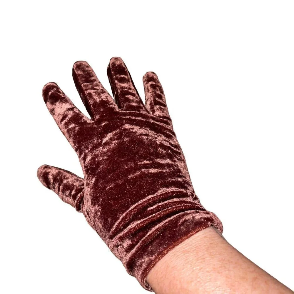 Classiques Entier Vintage 1990s Gloves One Size Brown Crushed Velvet Italy